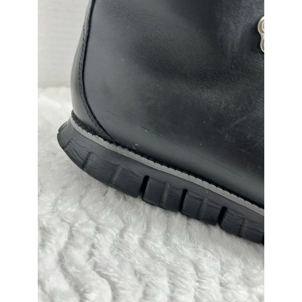 Cole Haan Boots Mens Size 12 Black ZEROGRAND Leather Lace Up Combat Ankle Hiker